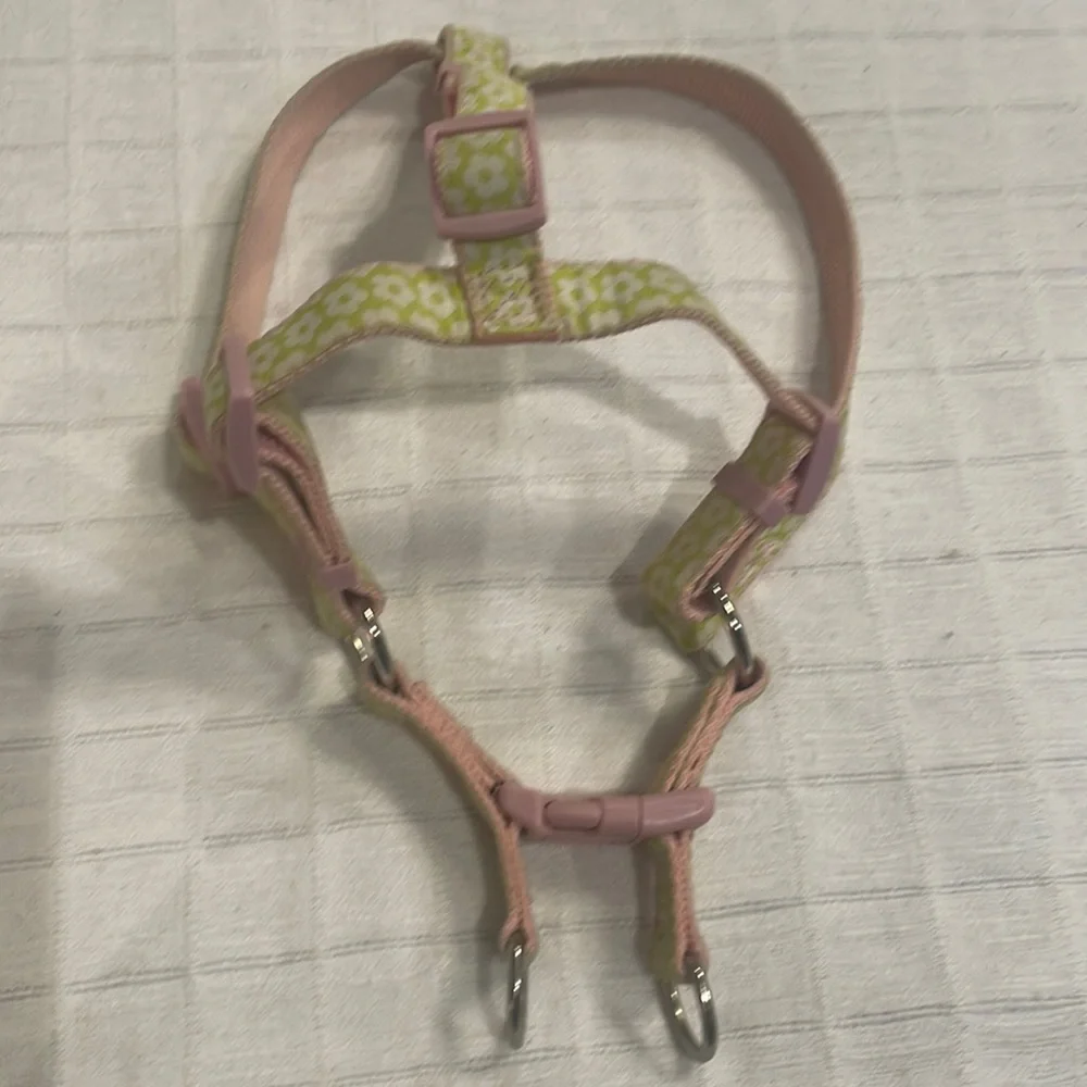 Top paw dog harness adjustable floral green pink nylon S Small